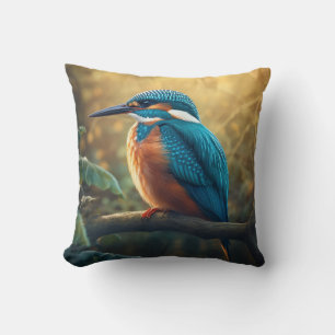 Majestic Kingfisher: Nature's Vibrant Art Cushion
