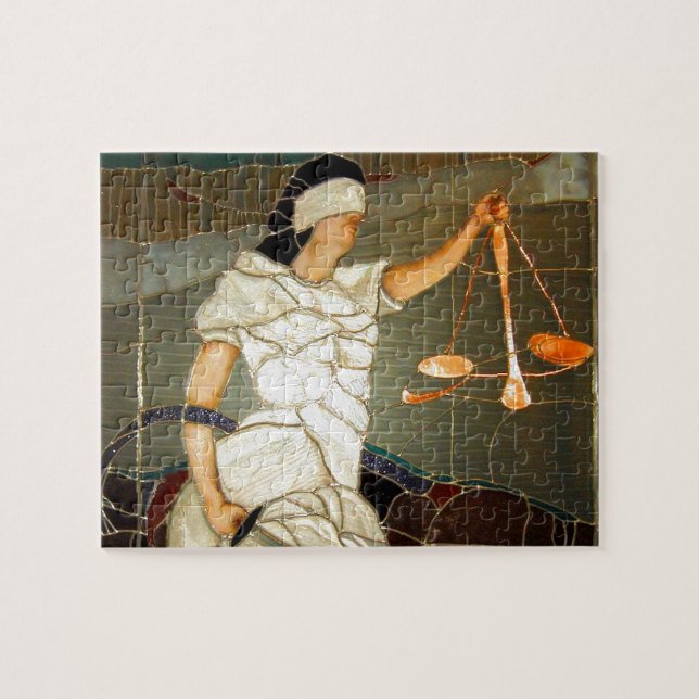 Majestic Lady Justice in Stained Glass Design Jigsaw Puzzle (Horizontal)