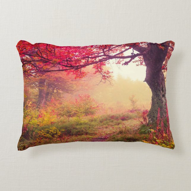 Majestic Landscape With Autumn Trees In Forest Decorative Cushion (Front)