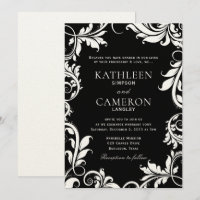 Majestic Leaves Invitation Template | Black & Ecru