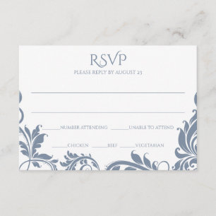 Majestic Leaves RSVP Postcard   Dusty Blue