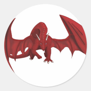 Majestic legendary Red Dragon Fantasy creature Classic Round Sticker