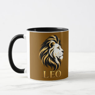 Majestic Leo Lion Zodiac Sign Gold & Black Coffee Mug