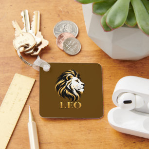 Majestic Leo Lion Zodiac Sign Gold & Black Custom Key Ring