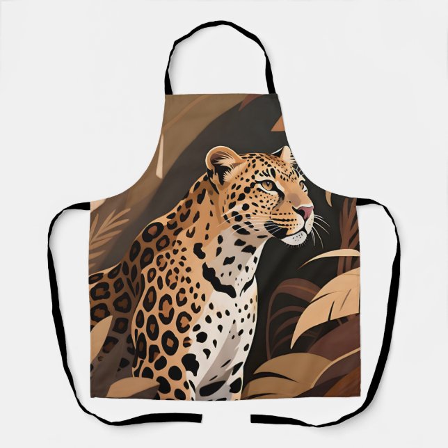 Majestic Leopard Jungle Wildlife  Apron (Front)