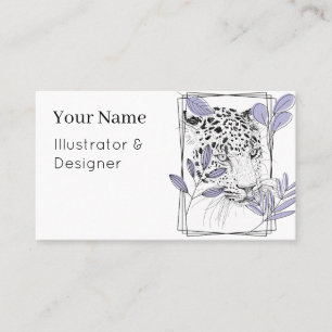 Majestic Leopard - Lavender Ink Art Business Card