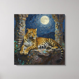 Majestic Leopard on Cliff Ledge   Canvas Print
