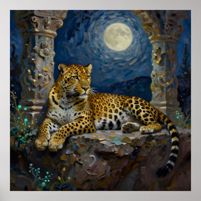 Majestic Leopard on Cliff Ledge   Poster (Front)
