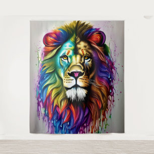 Majestic Lion Abstract Tapestry