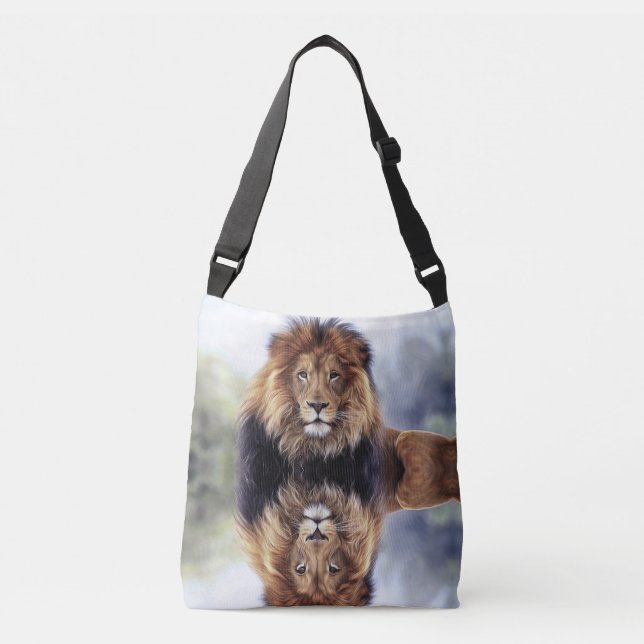 Majestic Lion and Reflection Crossbody Bag (Front)