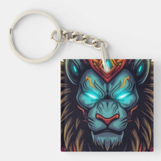 Majestic Lion and Wise Owl Artistic Illustration Key Ring