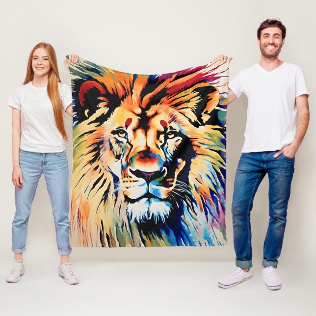 Majestic Lion Art, Canvas or Poster, Animal Decor Fleece Blanket (In Situ)