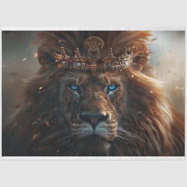 Majestic Lion Blue Eyes Decoupage Tissue Paper (Front)