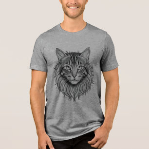 Majestic Lion Cat Face Portrait T-Shirt Tri-Blend Shirt