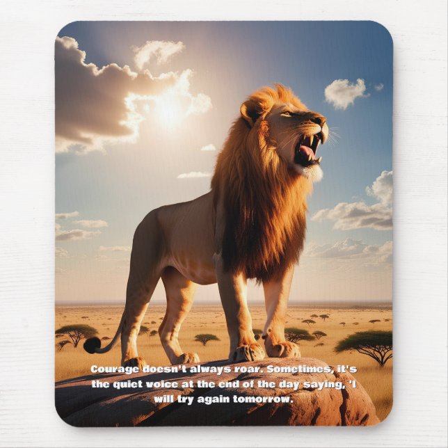 Majestic Lion Courage Inspiring Motivational  Mouse Pad (Front)