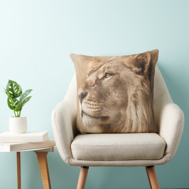 Majestic Lion Decorative Throw Pillow (Chair)