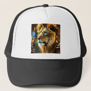 Majestic Lion Drawing T-Shirt Hand-Drawn Wild An Trucker Hat