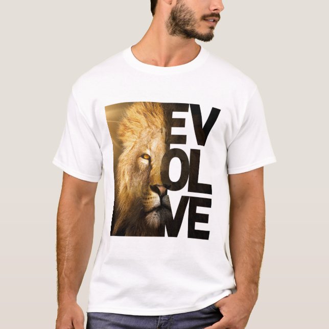 Majestic Lion Evolve Split Face Motivational  T-Shirt (Front)