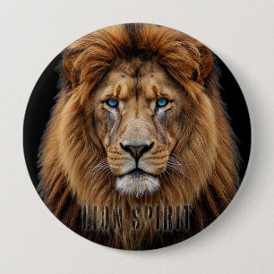 Majestic Lion Face with Blue Eyes Wildlife Anima 10 Cm Round Badge