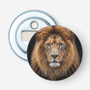 Majestic Lion Face with Blue Eyes   Wildlife Anima Bottle Opener