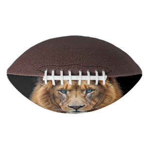 Majestic Lion Face with Blue Eyes Wildlife Anima Football