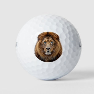 Majestic Lion Face with Blue Eyes Wildlife Anima Golf Balls