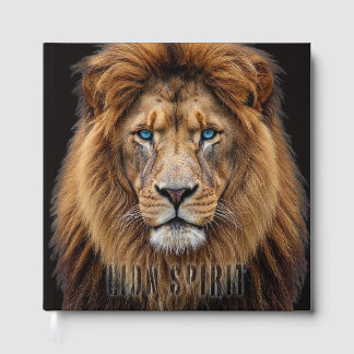 Majestic Lion Face with Blue Eyes | Wildlife Anima Guest Book