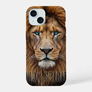 Majestic Lion Face with Blue Eyes Wildlife Anima iPhone 15 Case