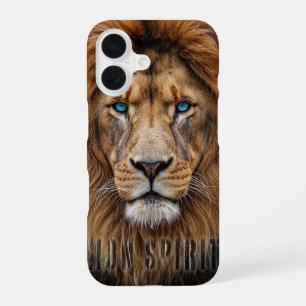 Majestic Lion Face with Blue Eyes Wildlife Anima iPhone 16 Case