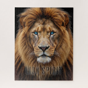 Majestic Lion Face with Blue Eyes Wildlife Anima Jigsaw Puzzle