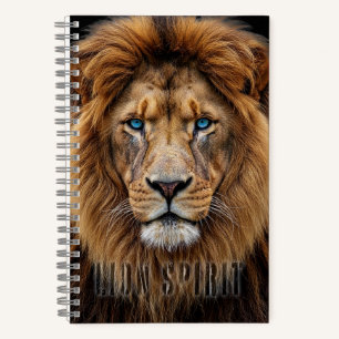 Majestic Lion Face with Blue Eyes Wildlife Anima Notebook