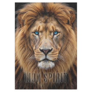 Majestic Lion Face with Blue Eyes   Wildlife Anima Tablecloth