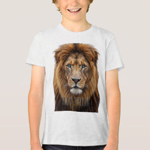 Majestic Lion Face with Blue Eyes   Wildlife Anima Tri-Blend Shirt