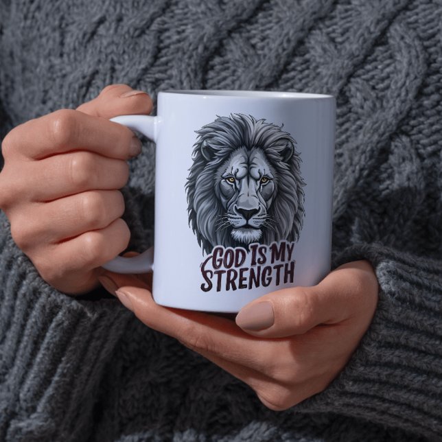 Majestic Lion God Is My Strength Faith Based Coffee Mug (Majestic Lion God Is My Strength Faith Based Coffee Mug)