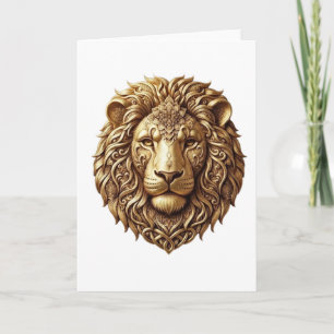 Majestic Lion Head Tribal Ornament Art Greeting Ca Card