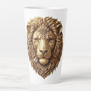 Majestic Lion Head Tribal Ornament Art Latte Mug
