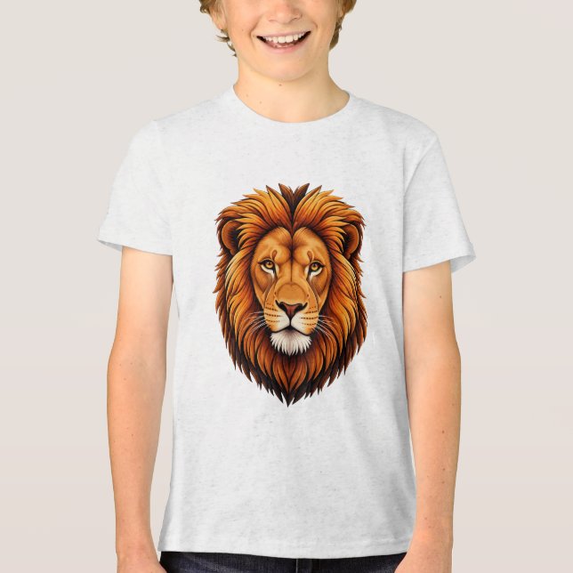 Majestic Lion Head Vector Illustration | Powerful  Tri-Blend Shirt (Front)