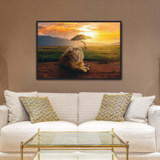 Majestic Lion in Africa at Sunset Poster