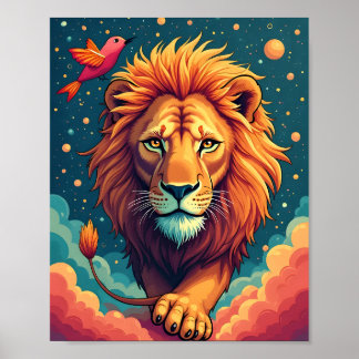 Majestic Lion in the Clouds Poster