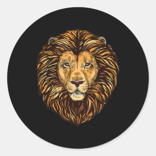 Majestic Lion Mane Detailed Art - Cute Animals Fro Classic Round Sticker