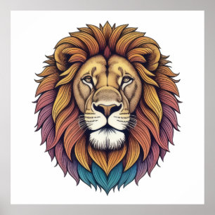 Majestic Lion of Colour Poster