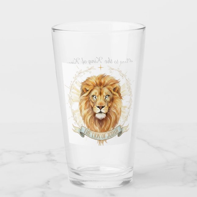 Majestic Lion of Judah Christian Glass Tumbler  (Front)