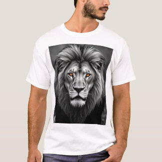Majestic Lion Portrait – Strength in Charcoal Art T-Shirt