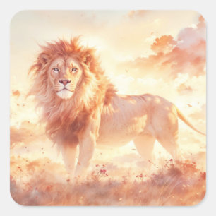 Majestic Lion Pride of the Savannah Square Sticker