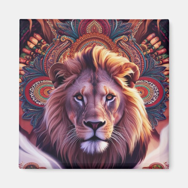 Majestic Lion Print Pillow Magnet (Front)