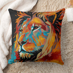 Majestic Lion Protecting Forests Cushion