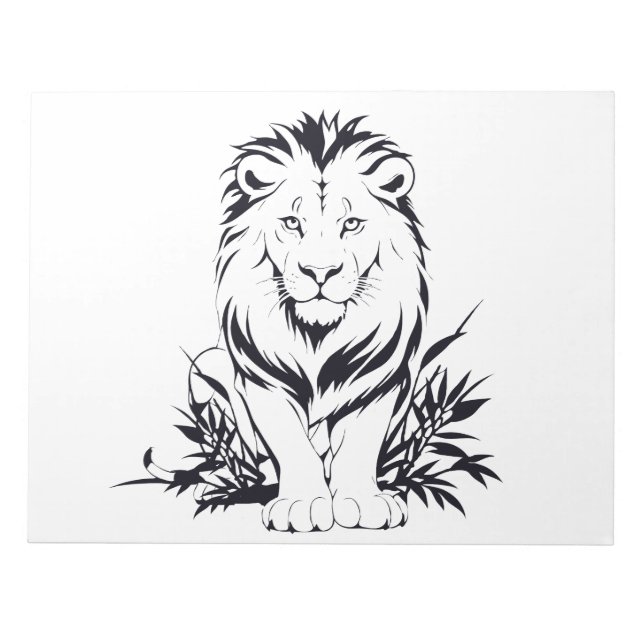 Majestic Lion Silhouette in Bold Vector Art Notepad (Front)