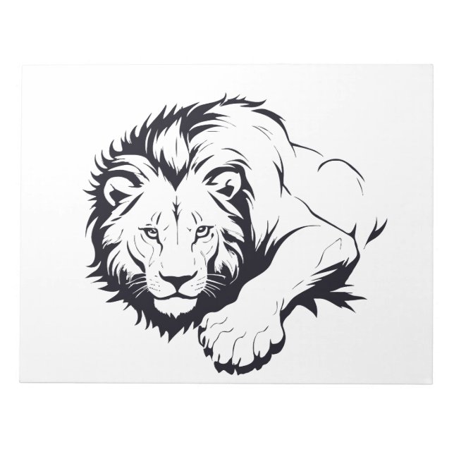 Majestic Lion Silhouette in Bold Vector Art Notepad (Front)