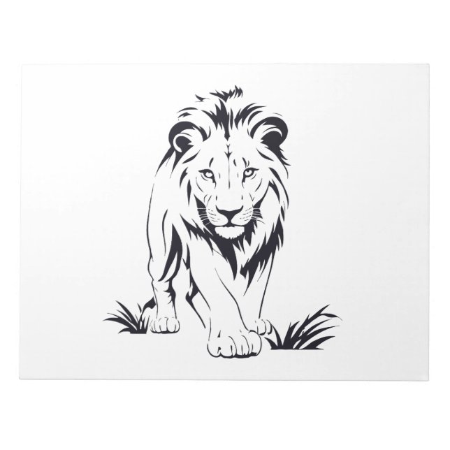 Majestic Lion Silhouette in Bold Vector Art Notepad (Front)