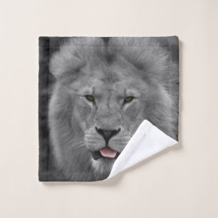 Majestic Lion Sticking Out His Tongue Wash Cloth